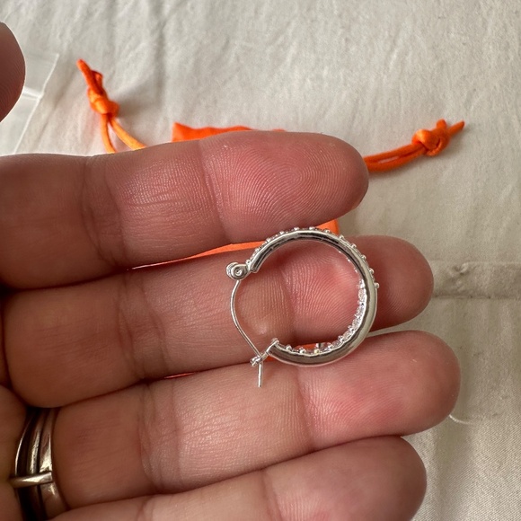 Crystal Haze Mini Serena Hoop Earrings Silver Plated Clear Cubic Zirconia - Picture 3 of 4